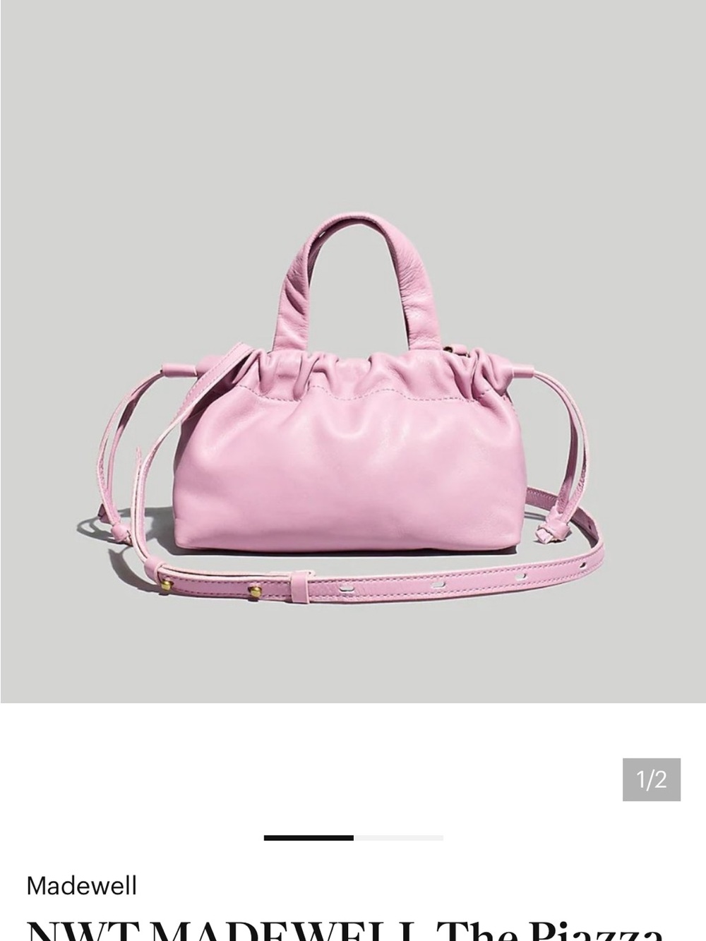Madewell Light Pink Gathered Leather Crossbody Tote